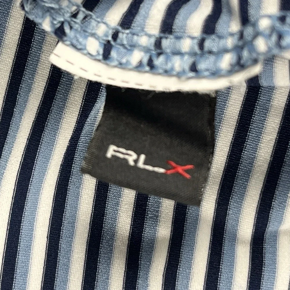 Ralph Lauren RLX Performance Golf Polo Shirt Men Size Large Blue‎ Striped Preppy
